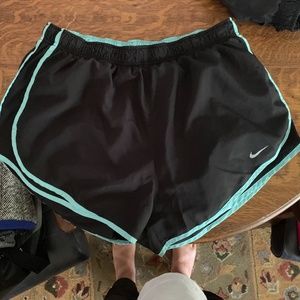 Black and teal nike tempo shorts